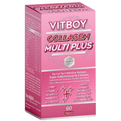 Vitboy Hidrolize Kolajen Multi Plus – Tip 1, 2, 3 | Prebiyotik, Glutatyon, Seramid & Bromelain | 60 Kapsül